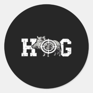 Sticker Rond Hog Boar Wild Hog Hunting Wild Boar Pigs Wild Hog