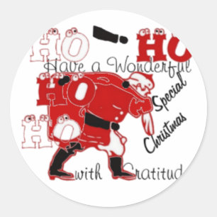 Sticker Rond HOHOHO Avoir un merveilleux Noël avec gratitude