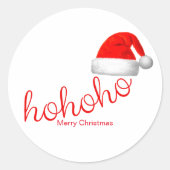 Sticker Rond HoHoHo Casquette de Noël Rouge Blanc (Devant)