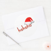 Sticker Rond HoHoHo Casquette de Noël Rouge Blanc Simple (Enveloppe)