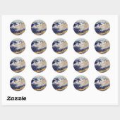 Sticker Rond Hokusai Ocean Waves Sea Boats (Feuille)
