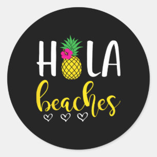 Sticker Rond Hola Pineapple Bachelorette Plages Vacances d'été