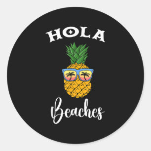 Sticker Rond Hola Pineapple Sungl Plages Girl Volley Ball