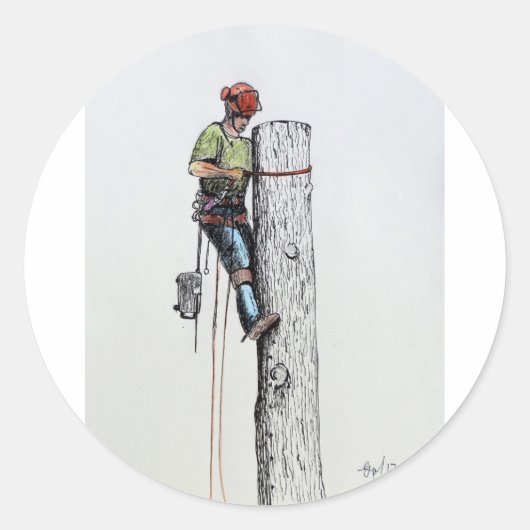 Sticker Rond Hold on tight tree surgeon (Devant)