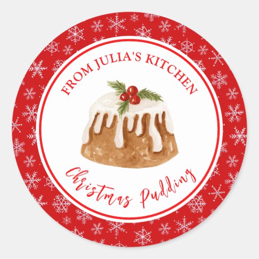 Sticker Rond Holiday Baking Christmas Pudding (Devant)