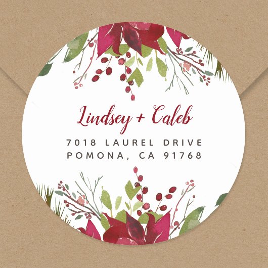 Sticker Rond Holiday Greenery Christmas Return Adresse