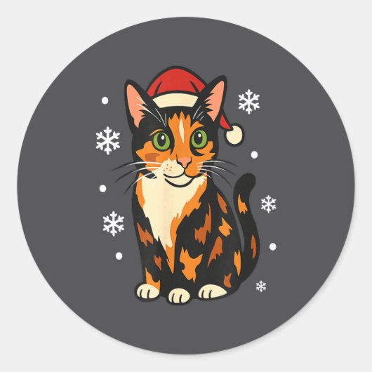 Sticker Rond Holiday Kitten Cute Christmas Cat Design Uni  (Devant)