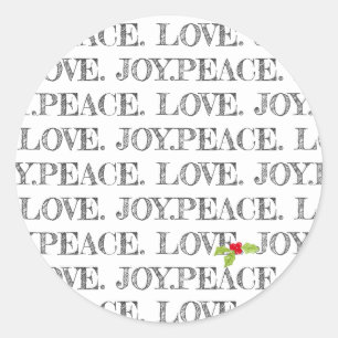 Sticker Rond Holiday Peace Love Joie Christmas Holly Text Fun