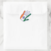 Sticker Rond holiES - Drapeau indien main (Sac)