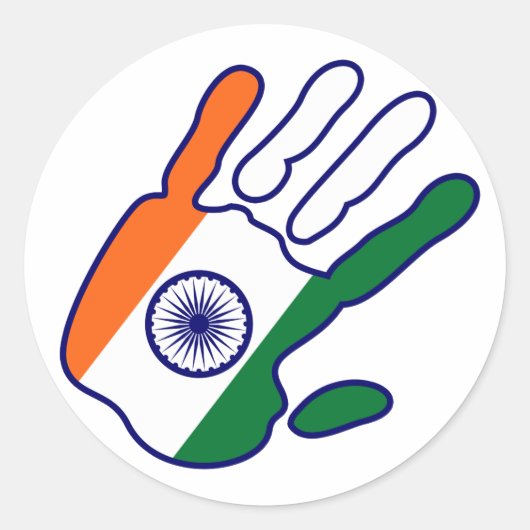 Sticker Rond holiES - Drapeau indien main (Devant)