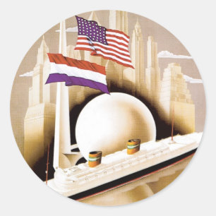 Sticker Rond Holland America Line New York