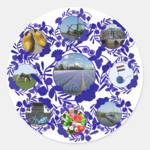 Sticker Rond Holland Delft Blue DelSoftware