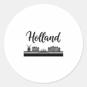 Sticker Rond Hollande Skyline Voyage Tenues de vacances