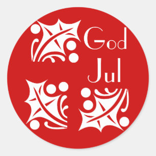 Sticker Rond hollies blanches en rouge- Dieu juil
