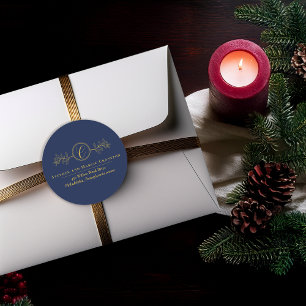 Sticker Rond Holly Baies Faux Or Monogramme Adresse de Retour