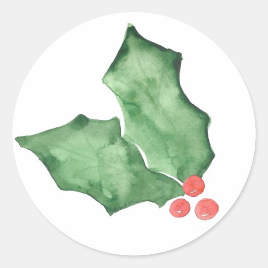 Sticker Rond Holly Berries Et Feuilles (Devant)