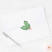 Sticker Rond Holly Berries Et Feuilles (Enveloppe)