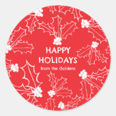Sticker Rond Holly Berries Noël CUSTOM rouge blanc (Devant)