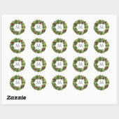 Sticker Rond Holly Berries Wreath Monogramme Mariage hivernal (Feuille)