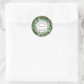 Sticker Rond Holly Berry mistletoe Script Product Label (Sac)