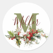 Sticker Rond Holly et baies personnalisées (Devant)