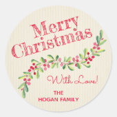 Sticker Rond Holly et Berries pendant les vacances de Noël d'iv (Devant)