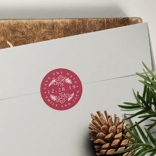 Sticker Rond Holly et Pine   Hiver Enregistrer la date