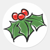 Sticker Rond Holly Feuilles Holly baies de vacances plaisir bot (Devant)
