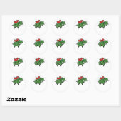 Sticker Rond Holly Feuilles, Holly baies, fun vacances botaniqu (Feuille)