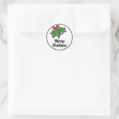 Sticker Rond Holly Feuilles, Holly baies, fun vacances botaniqu (Sac)