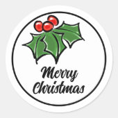 Sticker Rond Holly Feuilles, Holly baies, fun vacances botaniqu (Devant)