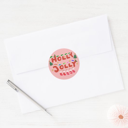Sticker Rond Holly Jolly (Enveloppe)