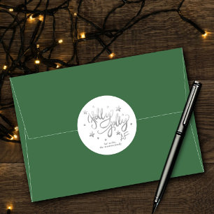 Sticker Rond Holly Jolly AF Scripts à huile brillant en argen