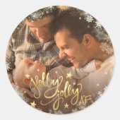Sticker Rond Holly Jolly AF | Shiny Faux Gold (Devant)