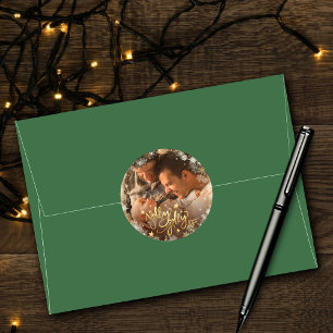 Sticker Rond Holly Jolly AF Shiny Faux Gold