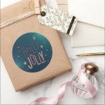 Sticker Rond Holly Jolly Christmas<br><div class="desc">Sticker classique de Noël Holly Jolly</div>