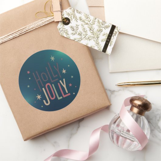 Sticker Rond Holly Jolly Christmas (Cadeaux)