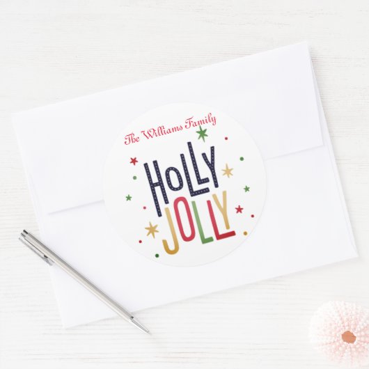 Sticker Rond Holly Jolly Christmas (Enveloppe)