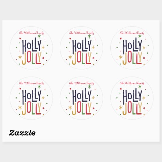 Sticker Rond Holly Jolly Christmas (Feuille)