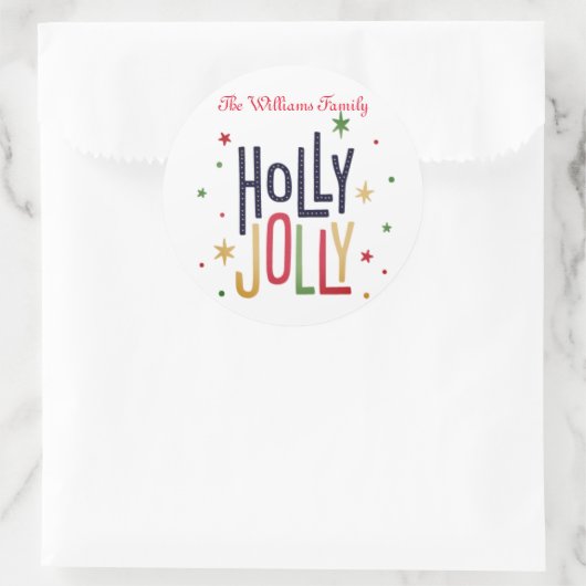 Sticker Rond Holly Jolly Christmas (Sac)