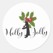 Sticker Rond Holly Jolly Cute Funny Penguin Noël (Devant)