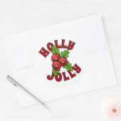 Sticker Rond Holly Jolly drôle rire Holly Noël (Enveloppe)
