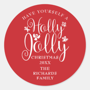 Sticker Rond Holly Jolly Noël Holiday Nom de famille