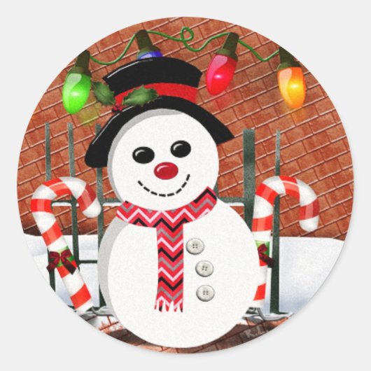 Sticker Rond Holly Jolly Snowman (Devant)