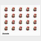 Sticker Rond Holly mignon fille Noël (Feuille)