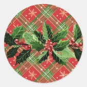 Sticker Rond Holly on Christmas Plaid 1 (Devant)
