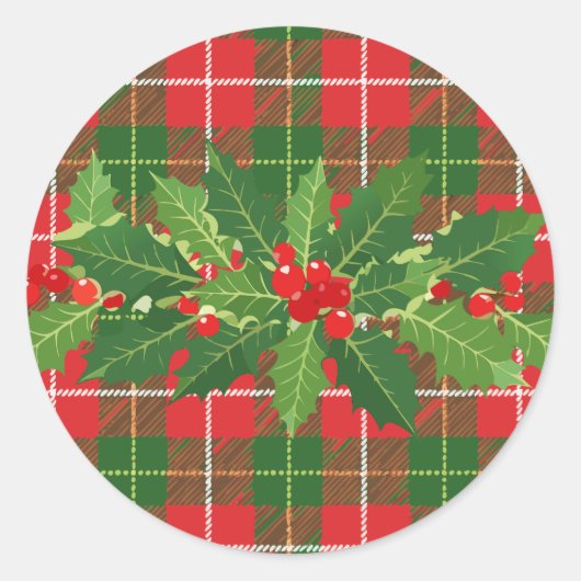 Sticker Rond Holly on Christmas Plaid 3 (Devant)