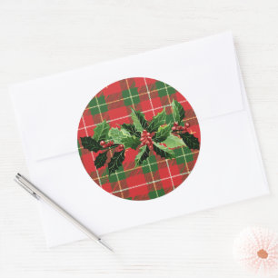 Sticker Rond Holly on Christmas Plaid 6