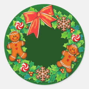 Sticker Rond HOLLY, PINWHEELS & GINGER WREATH par SHARON SHARPE