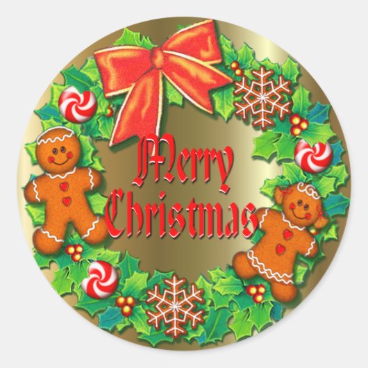 Sticker Rond HOLLY, PINWHEELS & GINGER WREATH par SHARON SHARPE (Devant)